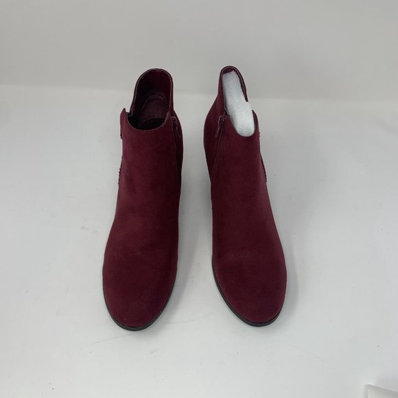 Style & Co‎ Masrinaaf Ankle Bootie Women's 10.5M Wine Side Zip Block Heel S0548 - Picture 3 of 10